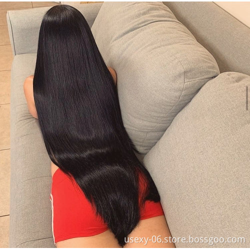 Usexy glueless hd transparent swiss lace wigs human hair lace front natural long straight wig 40 inch lace front human hair wigs